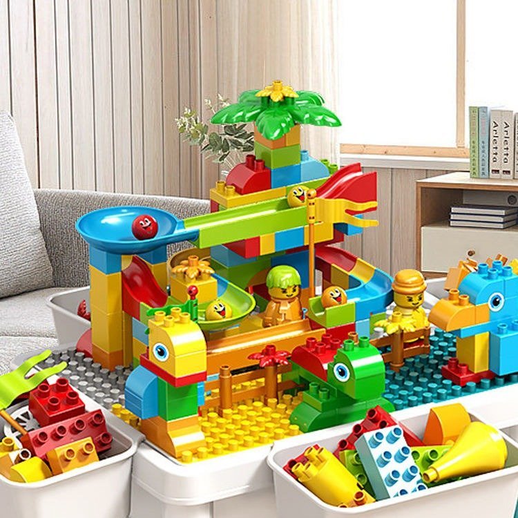 105-Piece Building Blocks Activity Desk with Matching Chair (2-in-1)