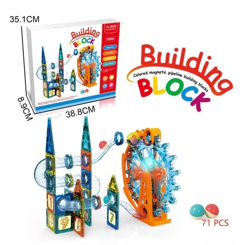 Light-Up Ferris Wheel Magnetic Pipes — 71-Piece Building Blocks