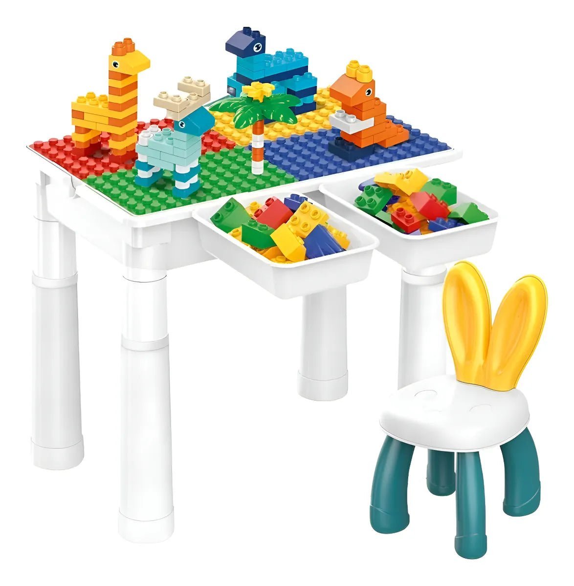 102-Piece Kids Building-Block Table — 2-in-1 Study Desk with Storage
