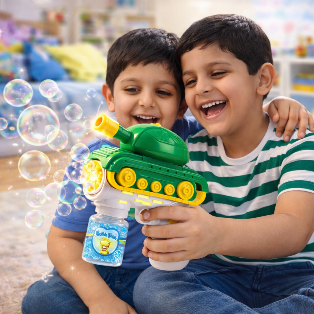 Tank-Shaped Bubble Gun for Kids — Automatic Blaster with Playful Design