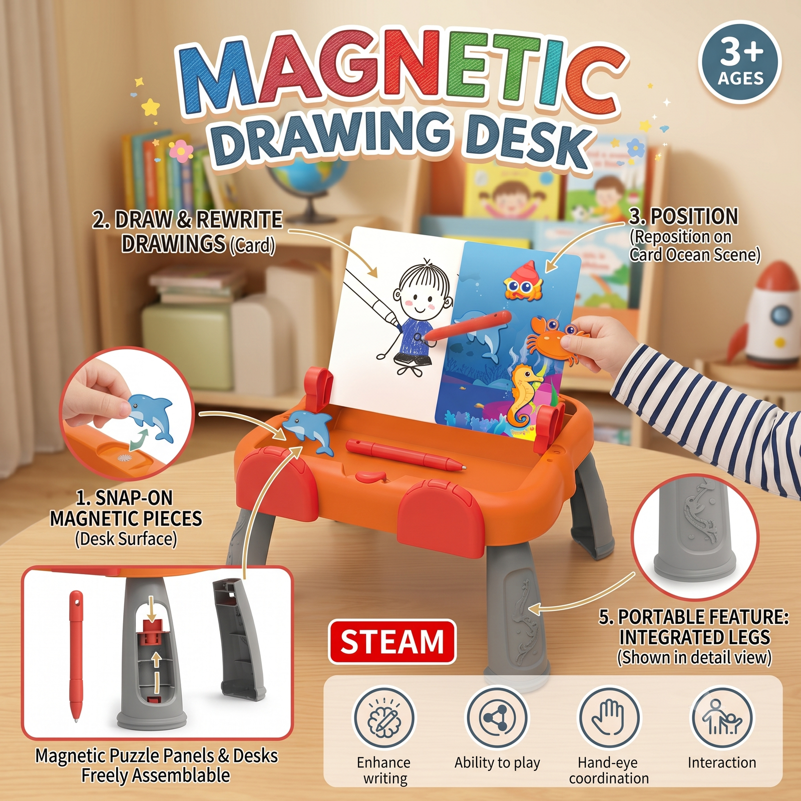 Magnetic Drawing Activity Table — Mess-Free Doodle Board
