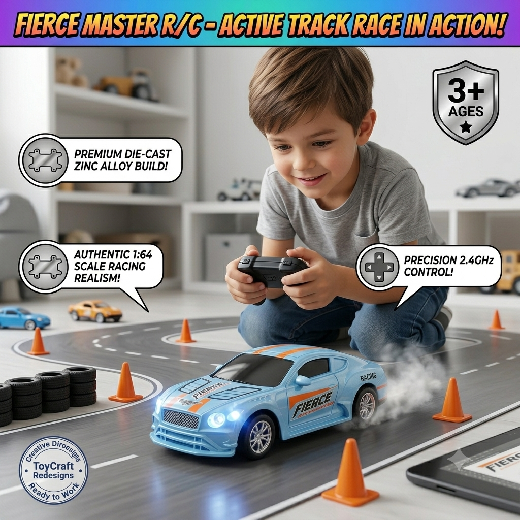 1:64 Diecast RC Drift Car — Remote Racer with LED Lights