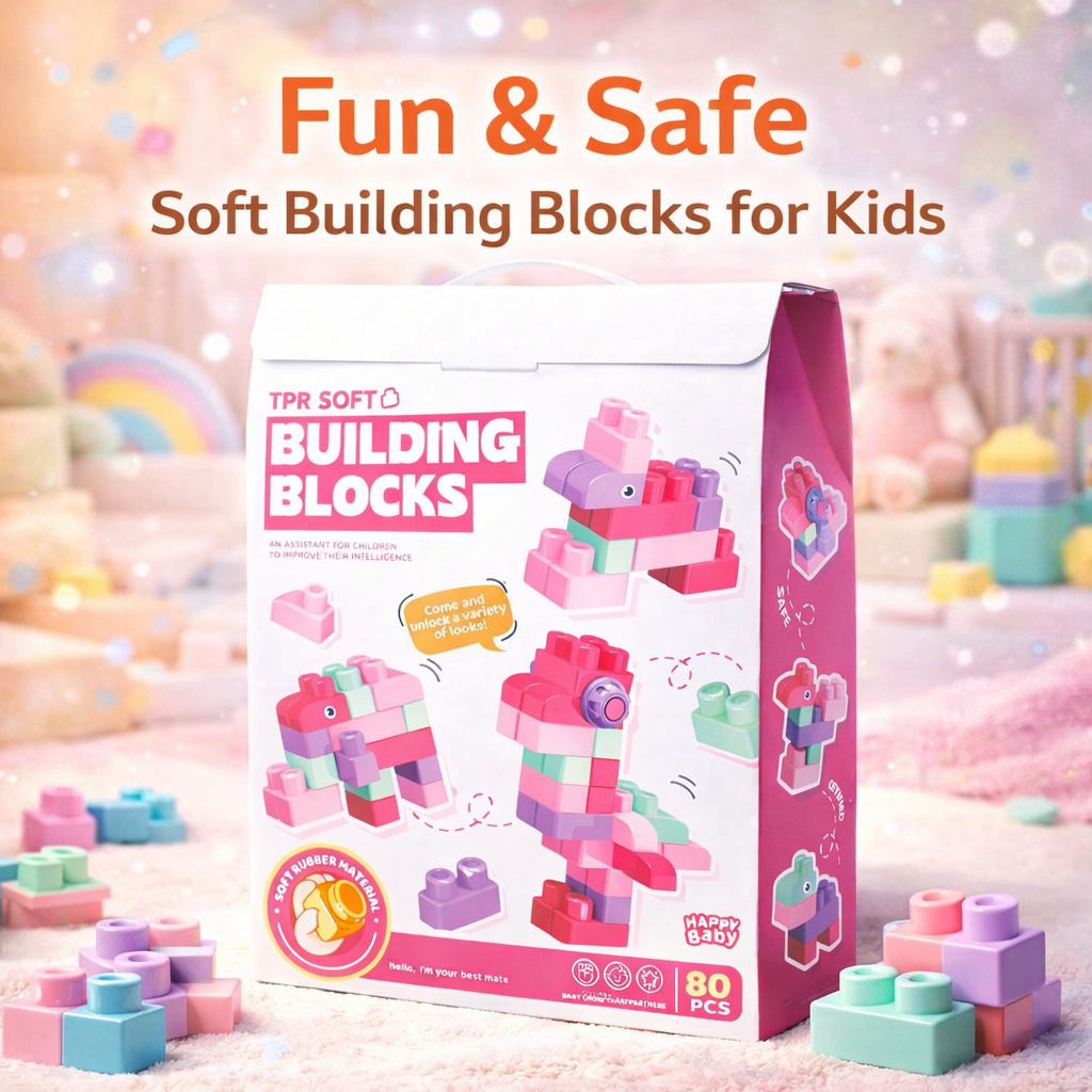 Squeezable TPR Learning Blocks — 80-Piece Soft & Safe Building Set