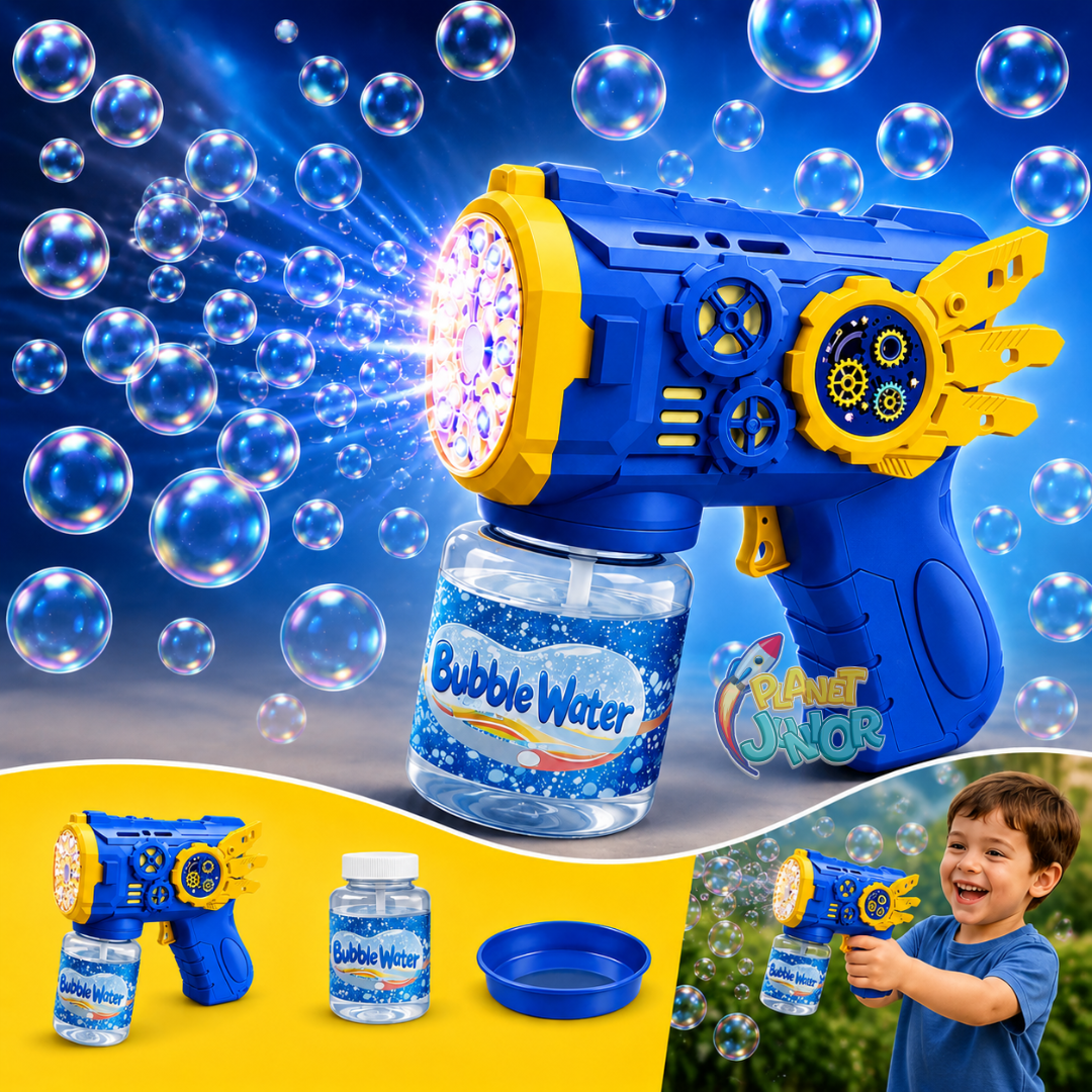 Light-Up Space Wing Bubble Gun — Blaster with Bubble Solution Included