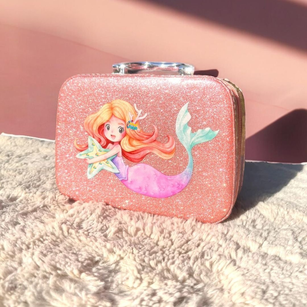 Mermaid Glitter Vanity Case — Pretend Makeup Suitcase with Mirror