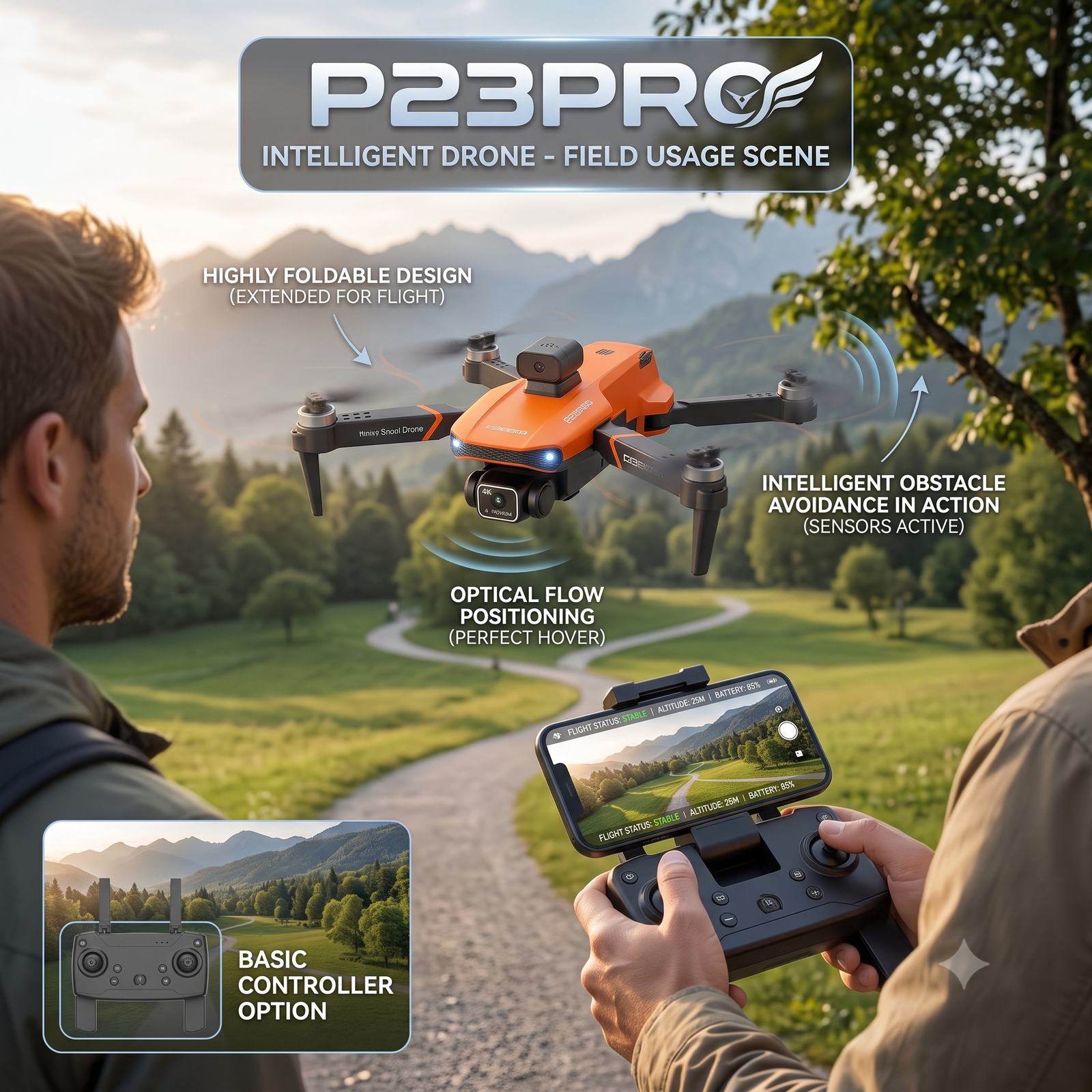P23 Pro Kids Drone — Obstacle-Avoidance Beginner Quadcopter