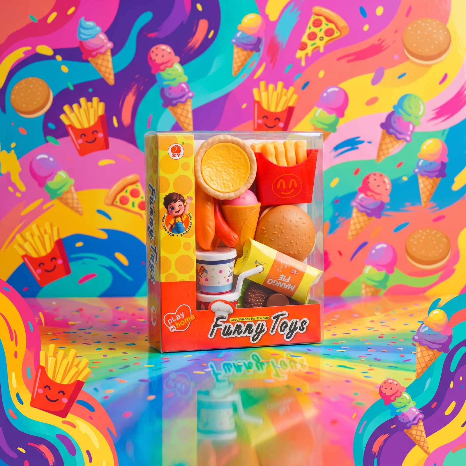 Kids Fast-Food Pretend Play Set — Burger & Fries Diner
