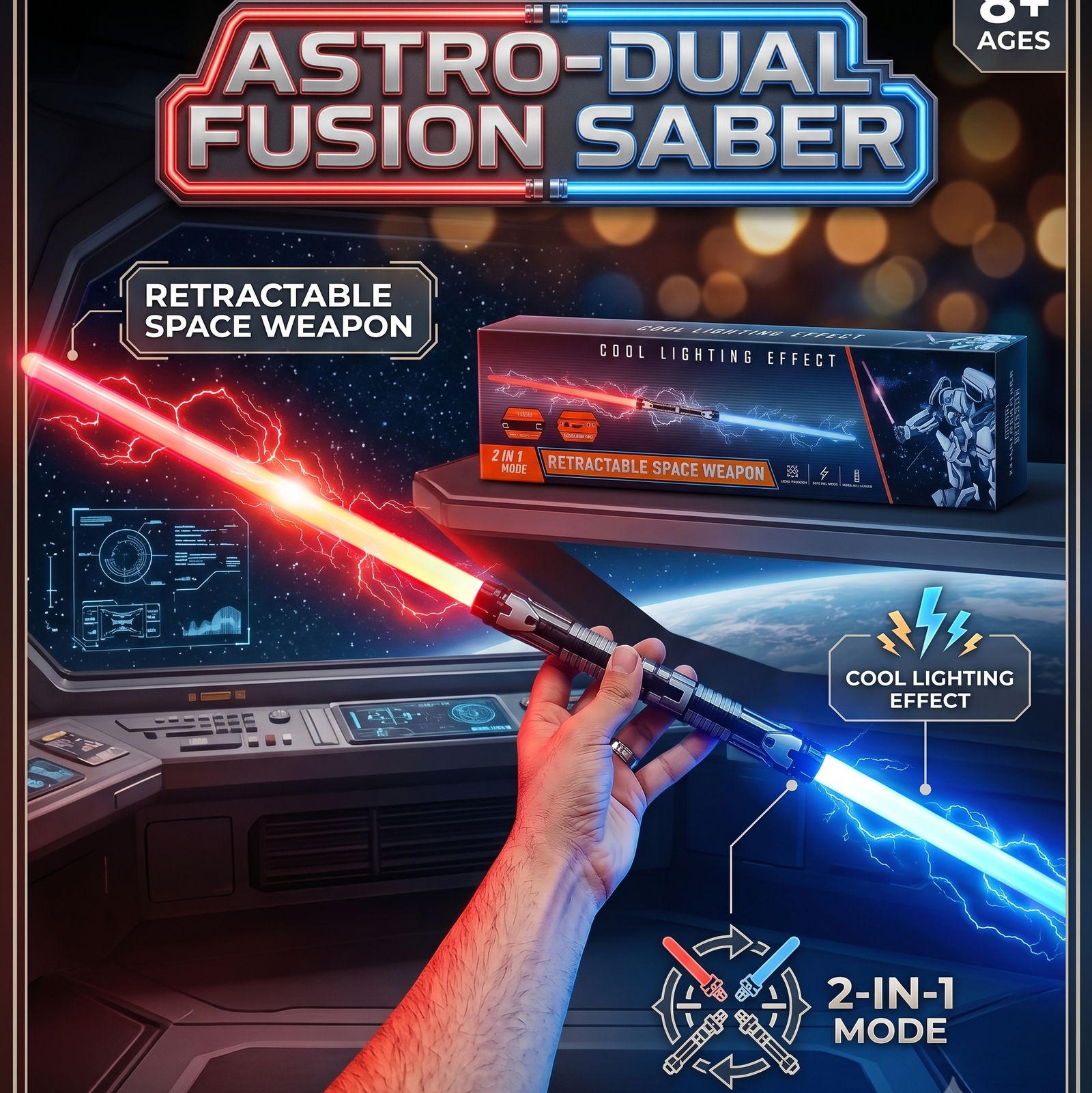 Retractable Light-Up Space Sword — 2-in-1 Glowing Blade with Sound